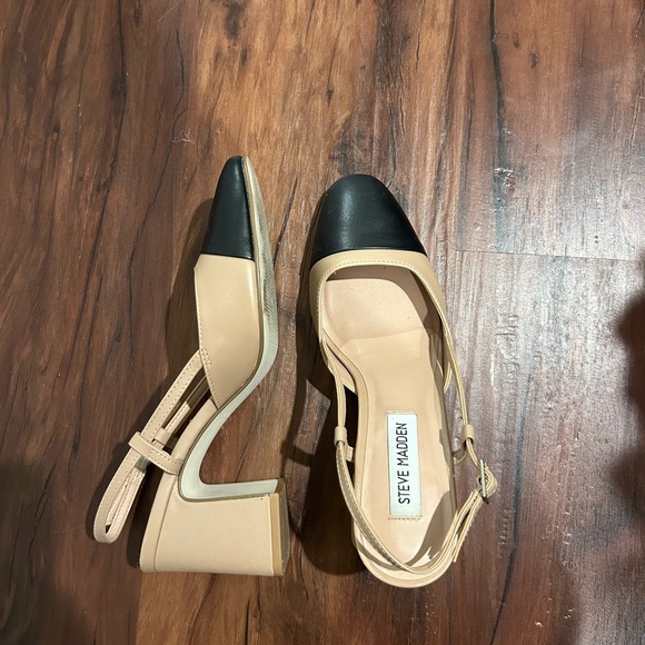 Steve Madden Shoes - Steve Madden Becka Slingback Women's Black and Tan Heels